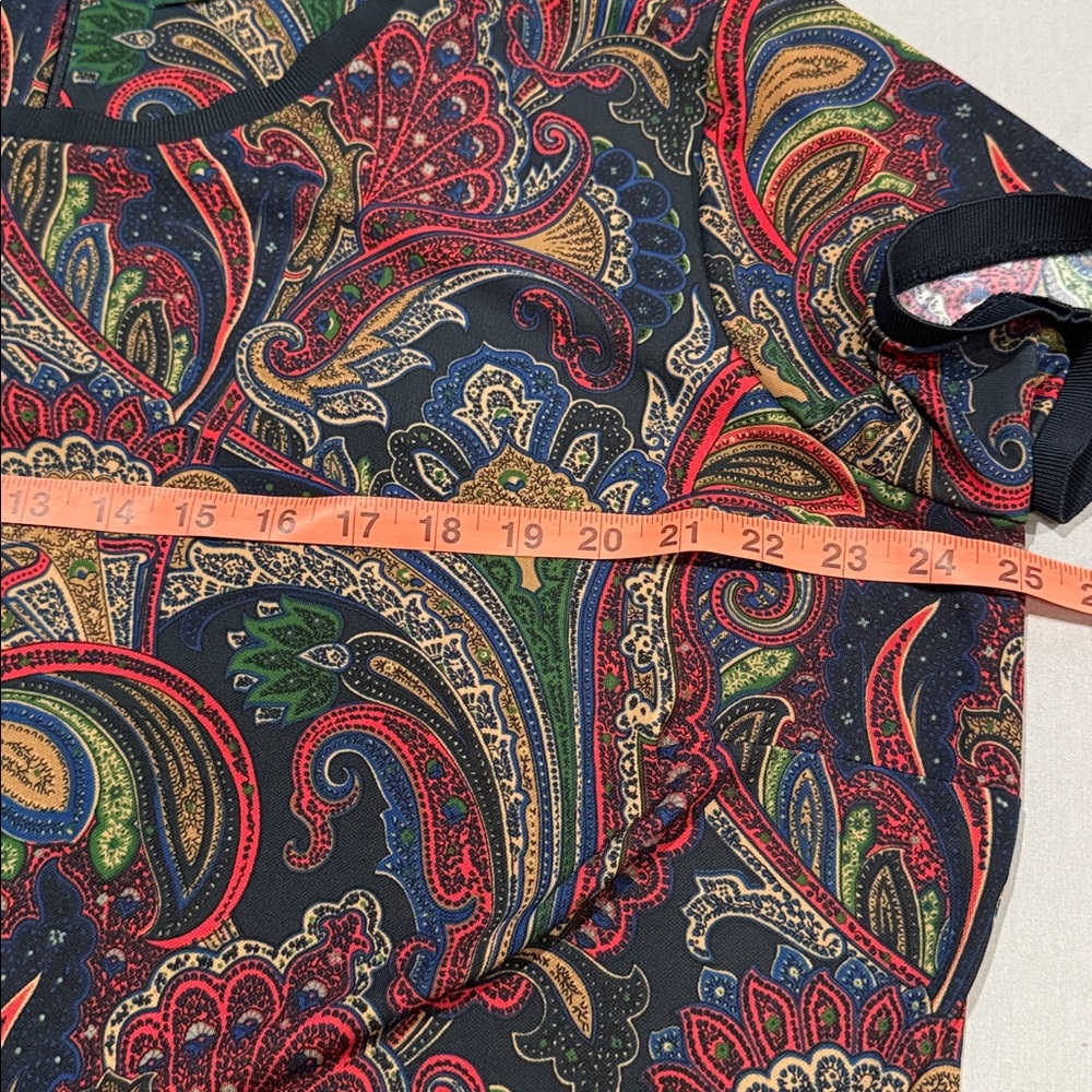Ralph Lauren Blouse Multicolor Paisley Print Stretch Tee Double Extra Large - Picture 9 of 11